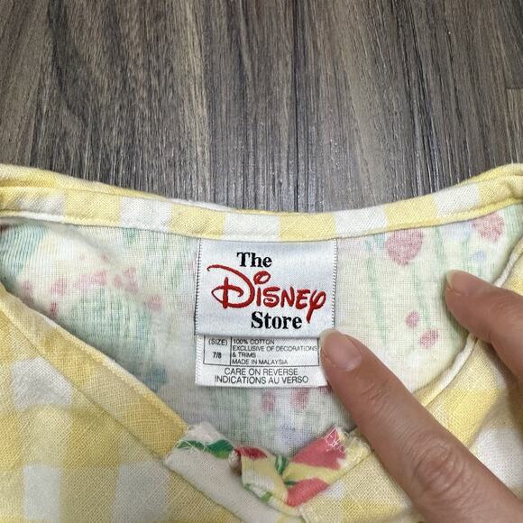 Vtg The Disney Store Winnie The Pooh Girl Dress Floral Sz 7-8 Button Dress - Picture 3 of 10